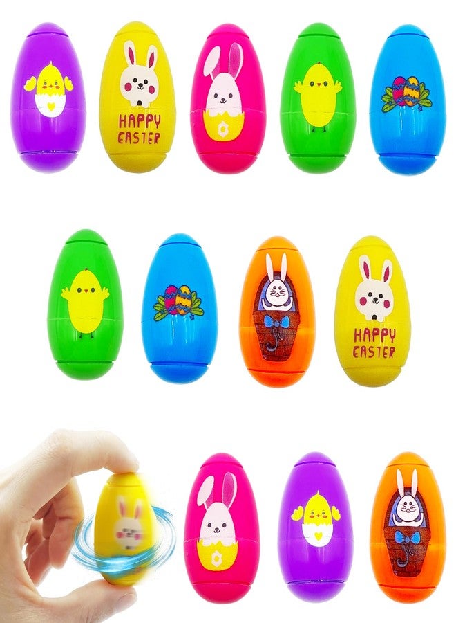 CHHOEAV 12 Pcs Egg-Shape Fidget Spinner Toys for Kids Adults Easter Basket Stuffer, Colorful Spinning Ball for Easter Egg Fillers, Party Favors Gifts for Kids Boys Girls - Image 1